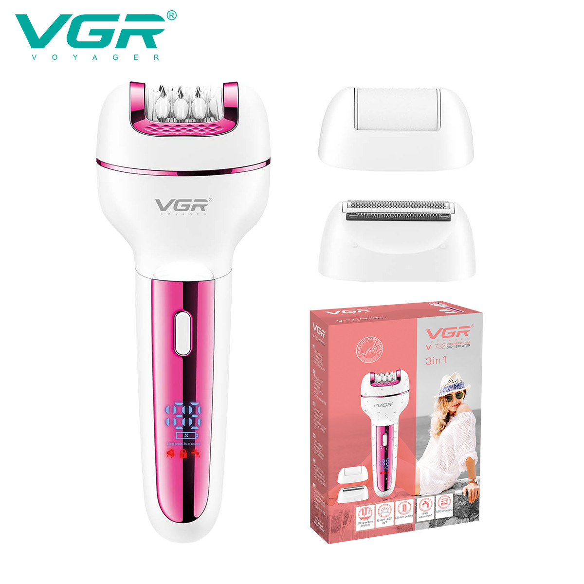 Эпилятор 3 в 1 PINK V-732 VGR