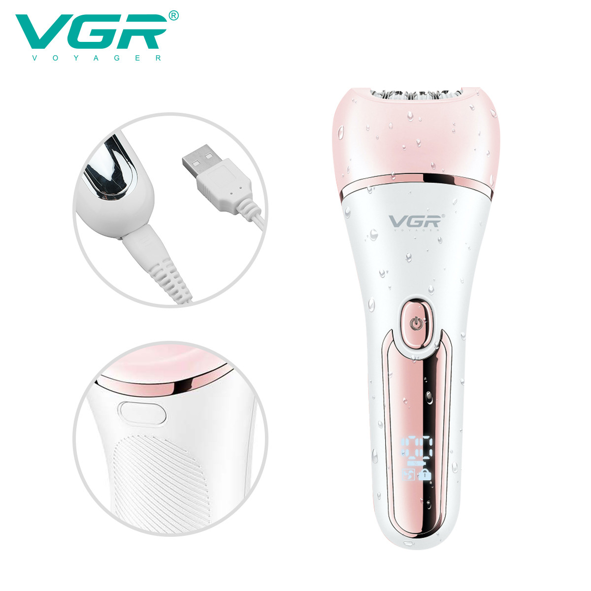 Эпилятор 6 в 1 (12 насадок) IPX7 PINK V-733 VGR 