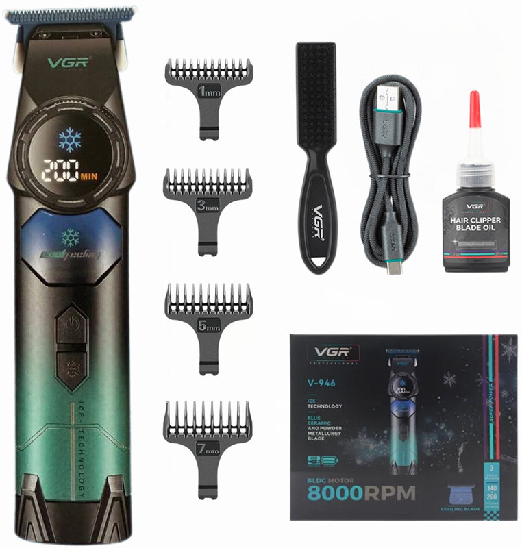 Тример для стрижки (4 насадки) ICE TECHNOLOGY V-946 VGR на beauty-prof.com Тример для стрижки (4 насадки) ICE TECHNOLOGY V-946 VGR