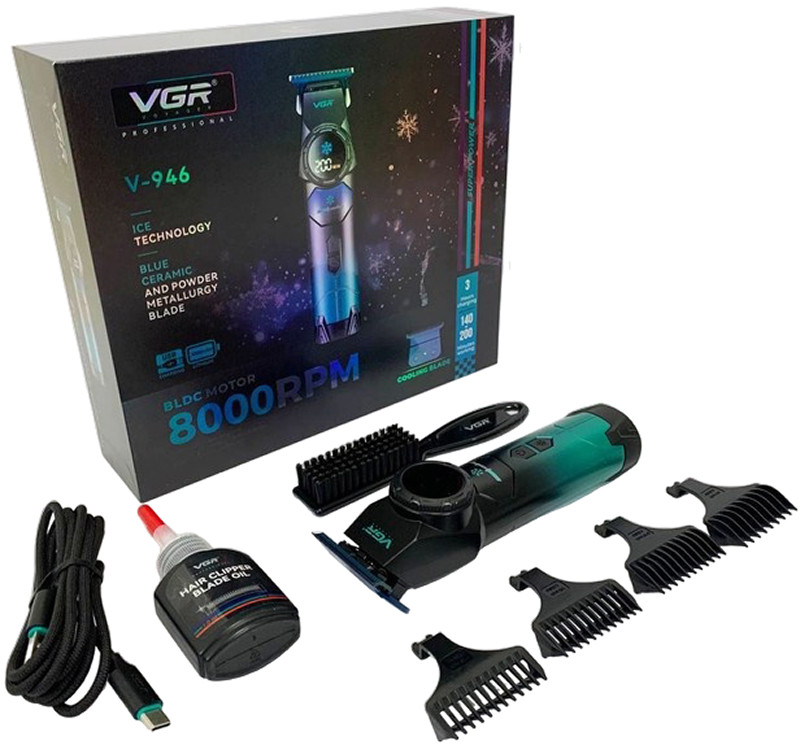 Тример для стрижки (4 насадки) ICE TECHNOLOGY V-946 VGR на beauty-prof.com Фото 3 Тример для стрижки (4 насадки) ICE TECHNOLOGY V-946 VGR Фото 3