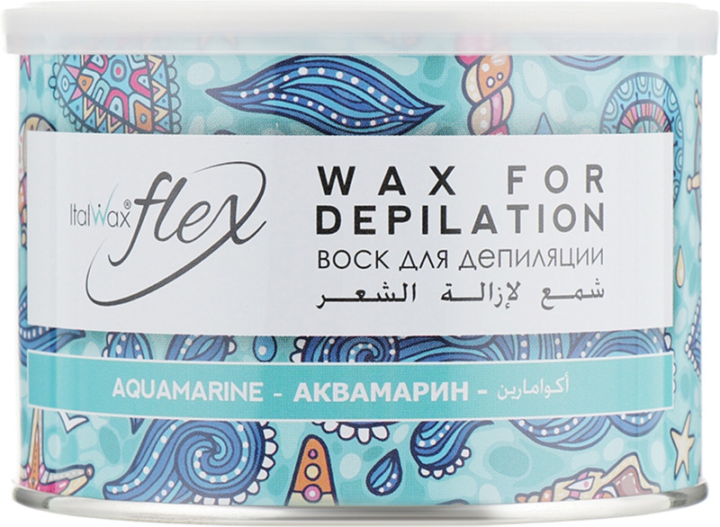 Віск для депіляції в банці теплий Аквамарин Flex ItalWax, 400 мл