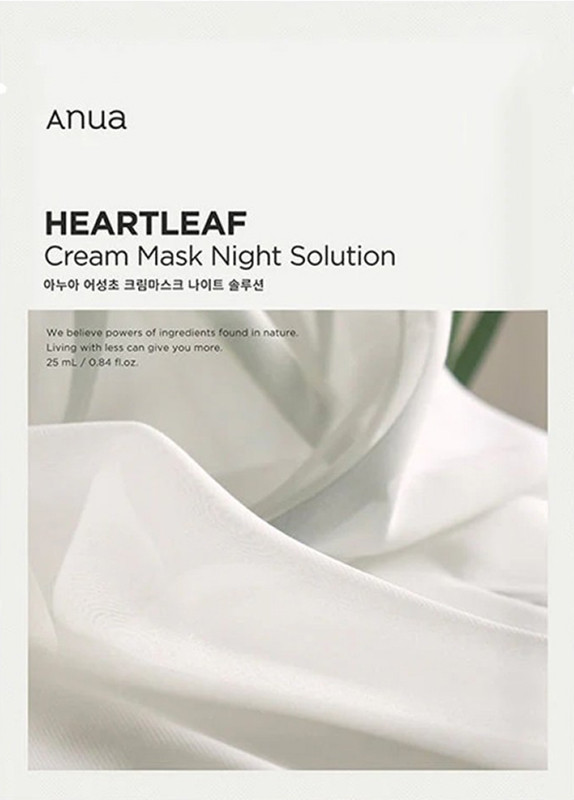 Маска тканинна зміцнююча для обличчя Heartleaf Cream Sheet Mask Night Solution Mask ANUA, 25 мл