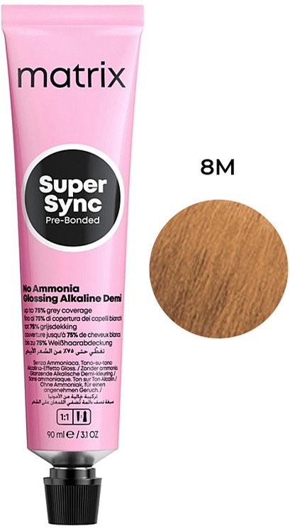 Краска  для волосся тонер на лужній основі без аміаку SUPER SYNC Pre-Bonded 8M, 90мл Matrix