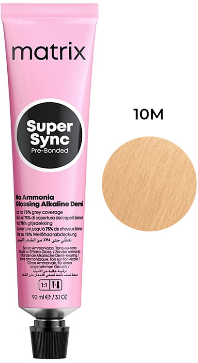 Краска  для волосся тонер на лужній основі без аміаку SUPER SYNC Pre-Bonded 10M, 90мл Matrix