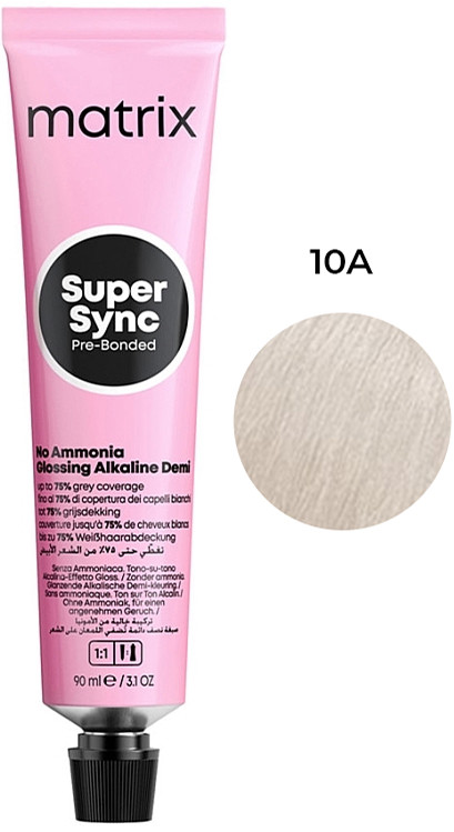 Краска  для волосся тонер на лужній основі без аміаку SUPER SYNC Pre-Bonded 10А, 90мл Matrix
