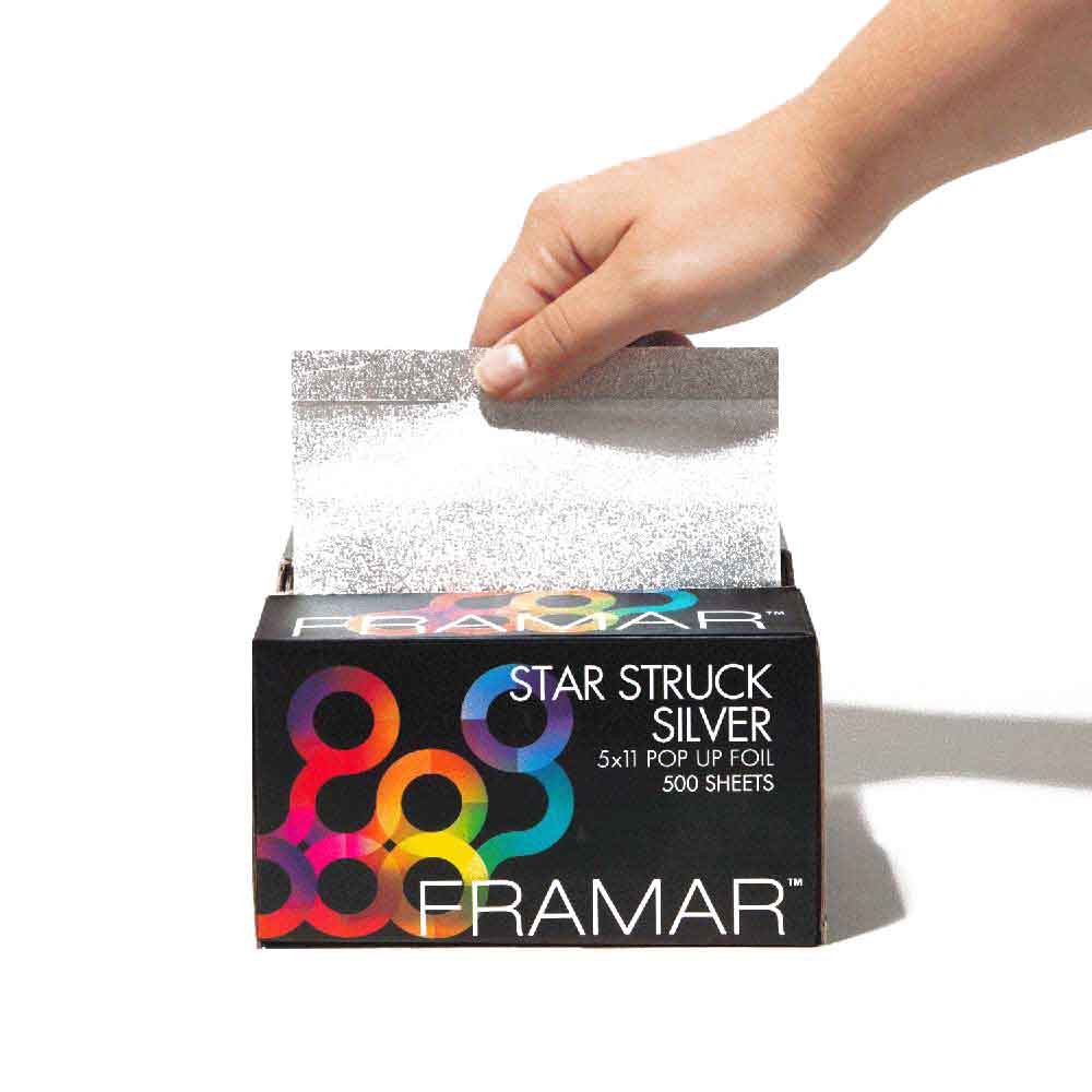 Витяжна фольга з тисненням Star Struck Silver Framar 500 листів 12,5 х 28 см на beauty-prof.com Витяжна фольга з тисненням Star Struck Silver Framar 500 листів 12,5 х 28 см