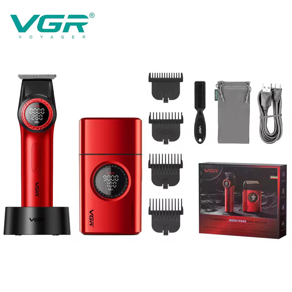 Набор 2 в 1 триммер+шейвер RED V-977&V-377 VGR на beauty-prof.com Фото 2 Набор 2 в 1 триммер+шейвер RED V-977&V-377 VGR Фото 2