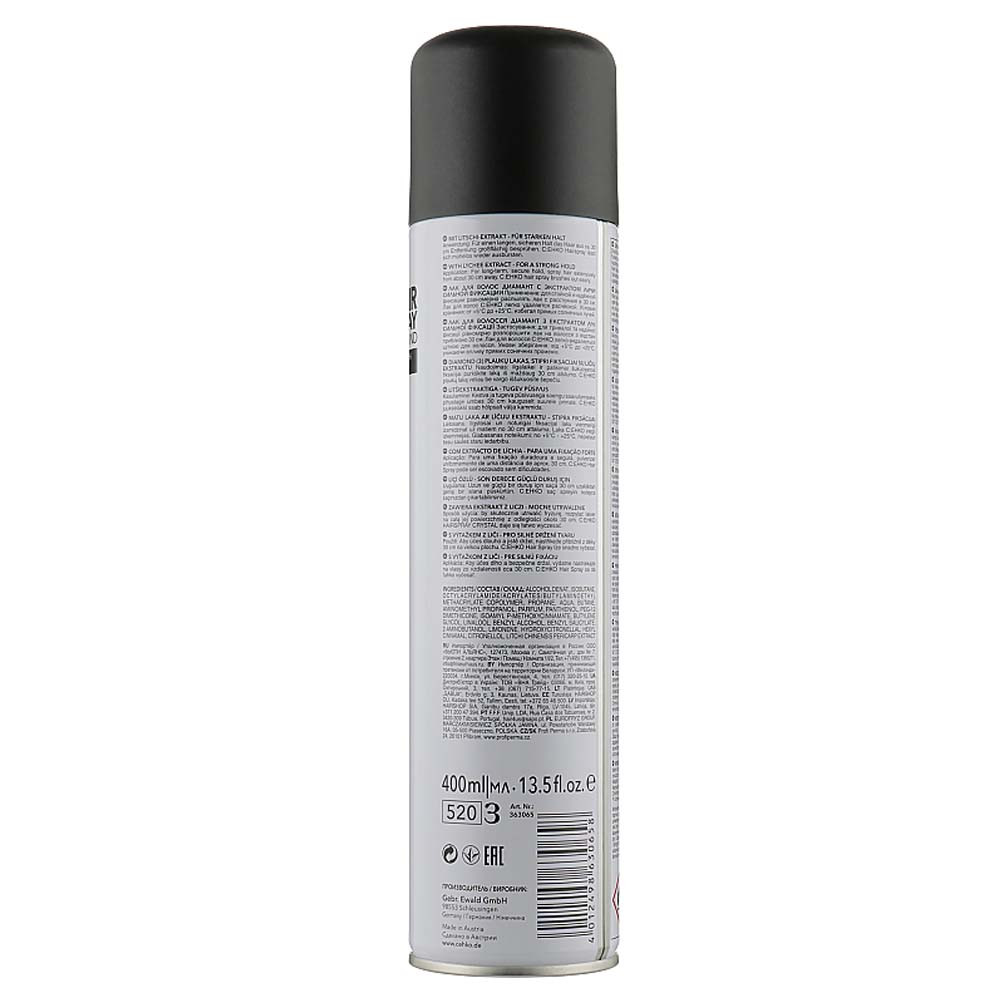 Лак для волосся Діамант 3 сильна фіксація Hairspray Diamond 3 C:Ehko style, 400 мл  Фото 2 
