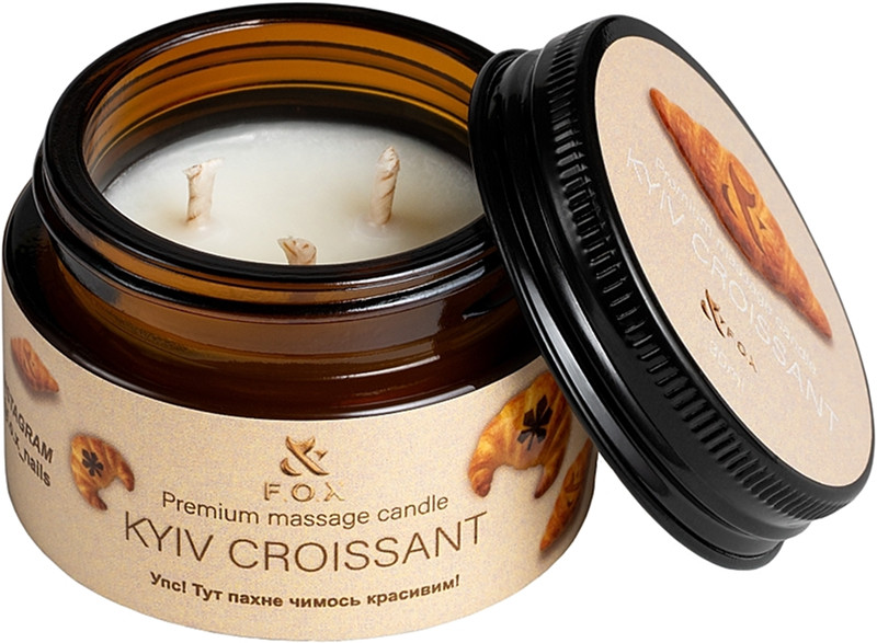 Масажна свічка преміум Kyiv Croissant F.O.X , 30 мл на beauty-prof.com Фото 2 Масажна свічка преміум Kyiv Croissant F.O.X , 30 мл Фото 2