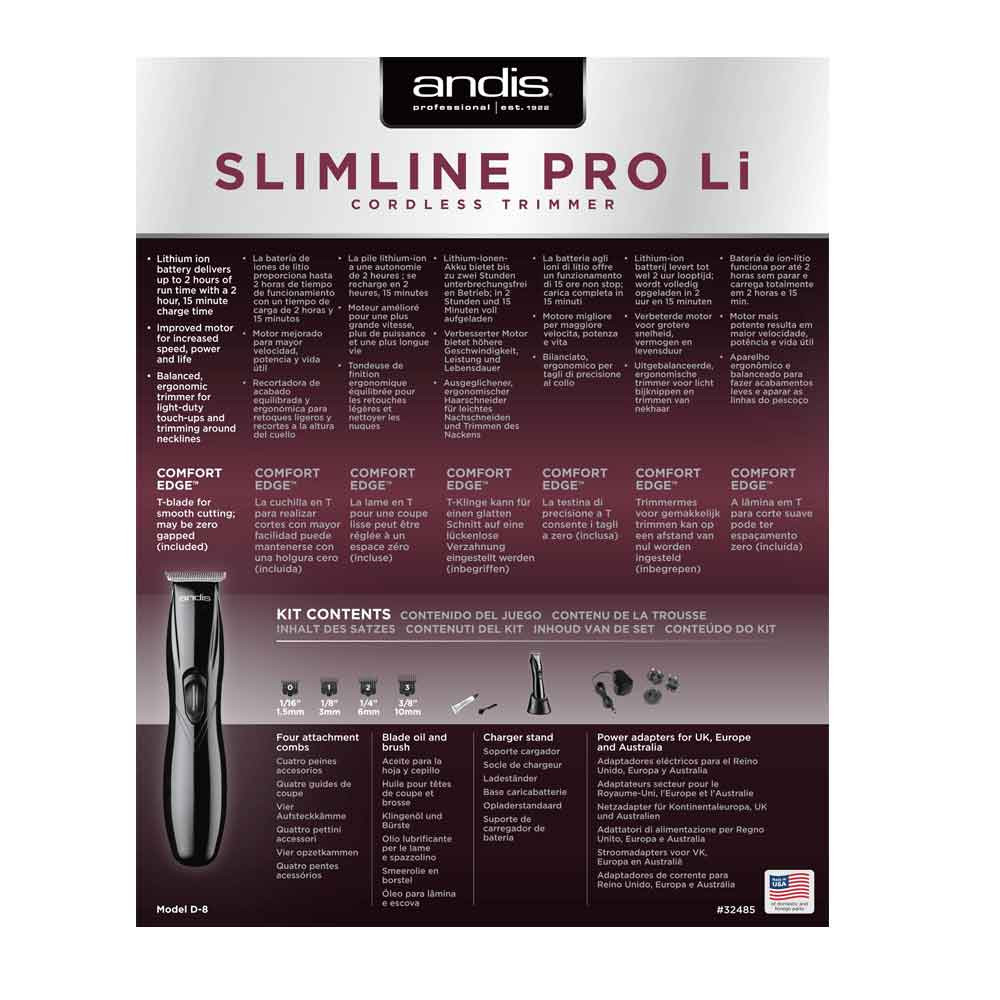 Тример для стрижки D8 Slimline Pro Li Black Andis на beauty-prof.com Фото 6 Тример для стрижки D8 Slimline Pro Li Black Andis Фото 6