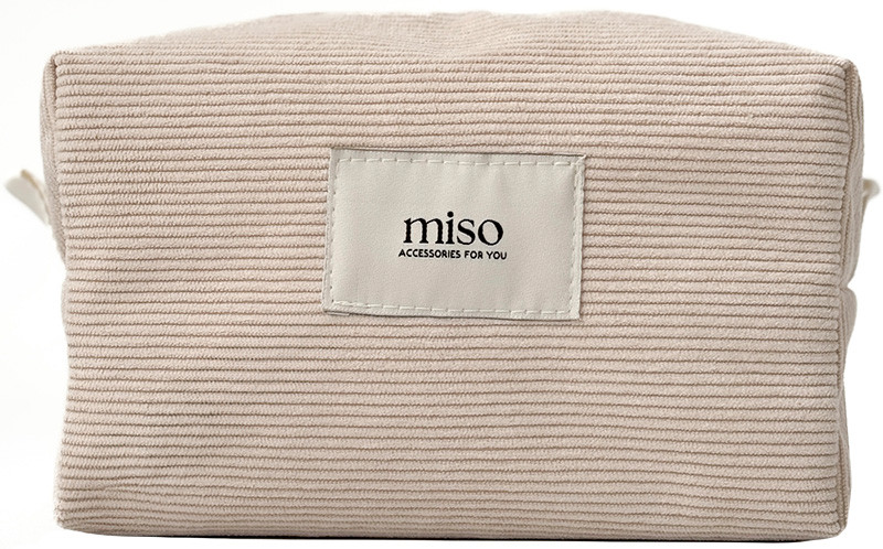 Косметичка квадрат вельвет бежевого цвета MIDDLE Miso
