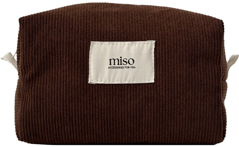 Косметичка квадрат вельвет темно-коричневый MIDDLE Miso