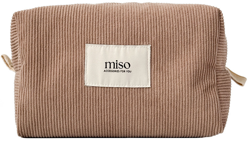 Косметичка квадрат вельвет коричневого цвета MIDDLE Miso