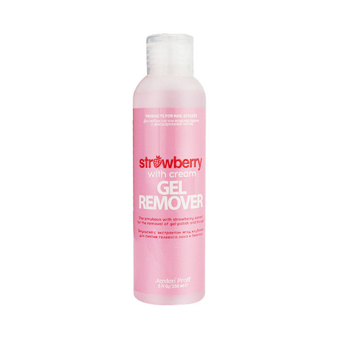 Засіб для зняття гел.  лаку Полуниця з вершками 150 мл (Gel Remover) JERDEN