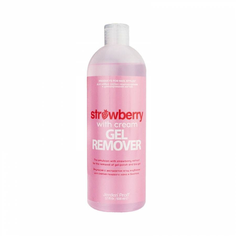 Засіб для зняття гел.  лаку Полуниця з вершками 500 мл (Gel Remover) JERDEN