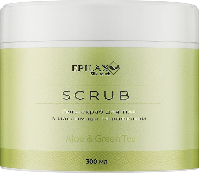 Гель-скраб для тіла з олією ши та кофеїном Аloe&Green tea Silk Touch Epilax, 300 мл