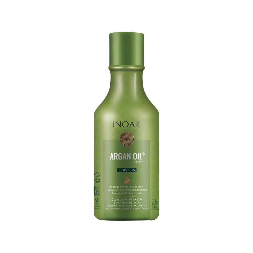 Незмивне молочко на основі органової олії, теромозахист Argan Leave-in Hidratante INOAR, 250 мл