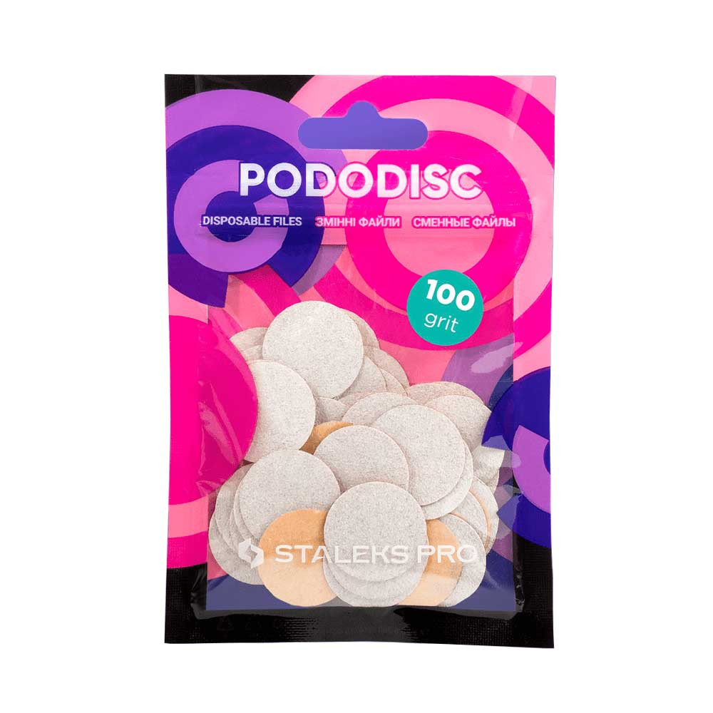 Змінні файли білі для педикюрного диска M 100 грит Pododisc Staleks Pro, 50 шт