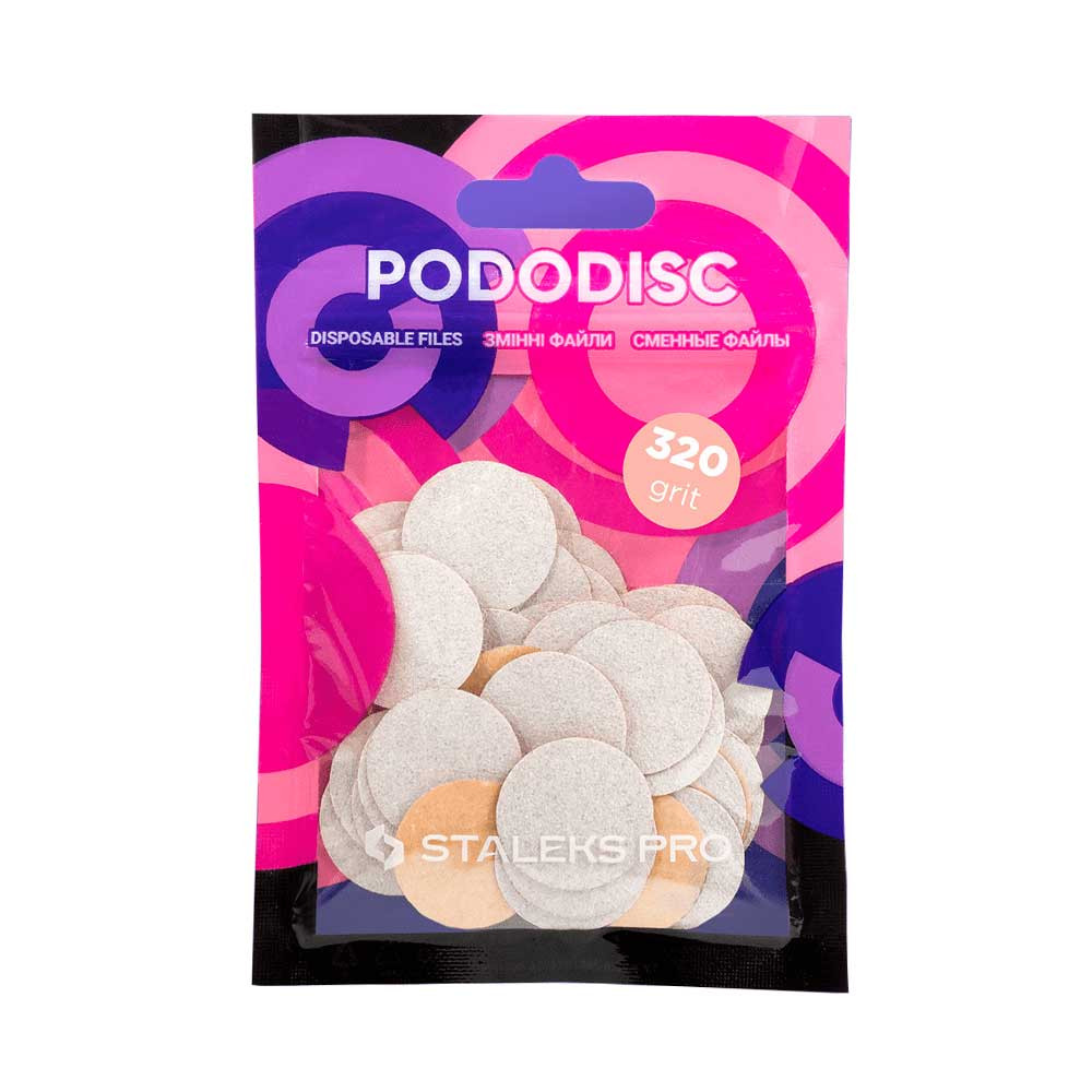 Змінні файли білі для педикюрного диска M 320 грит Pododisc Staleks Pro, 50 шт