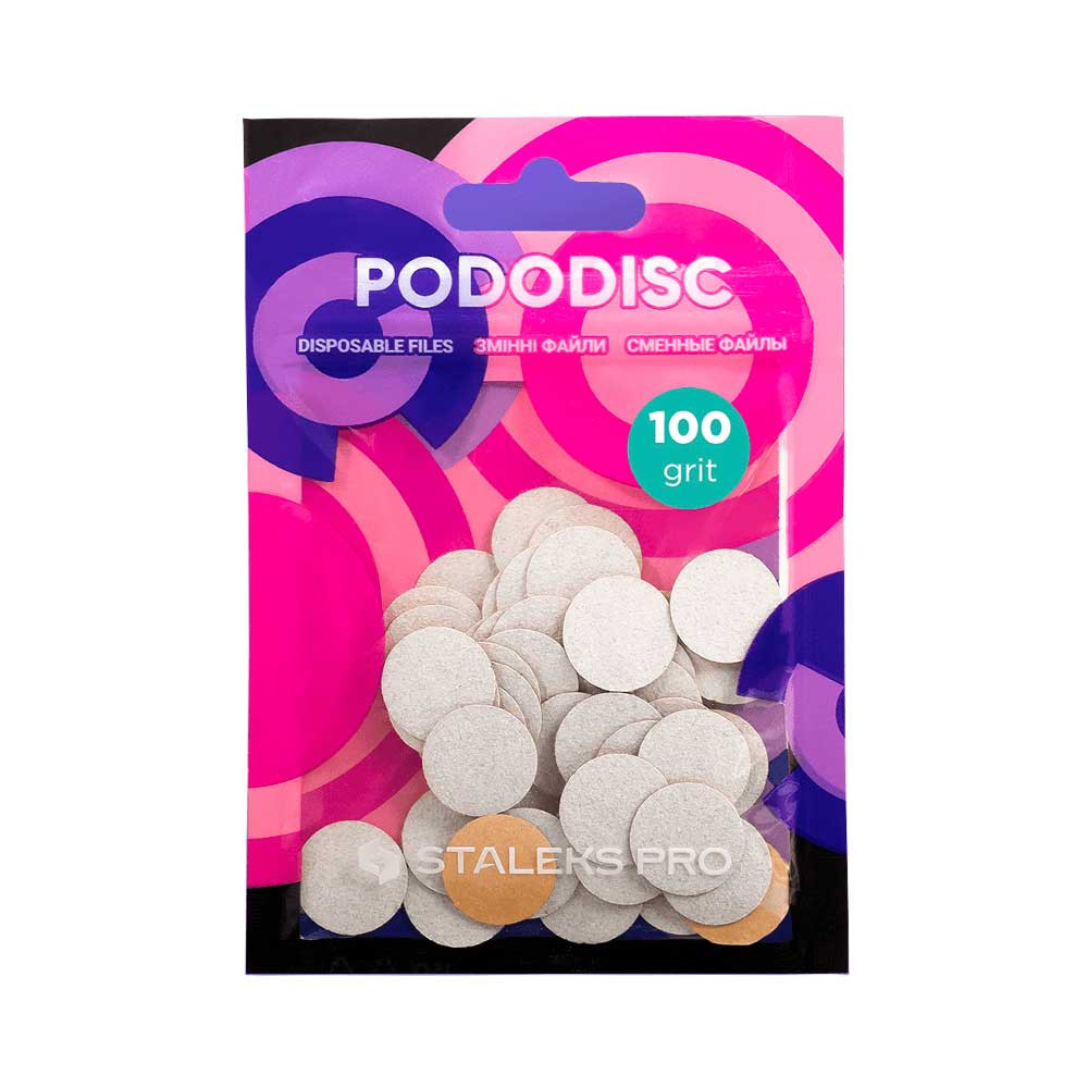 Змінні файли білі для педикюрного диска S 100 грит Pododisc Staleks Pro, 50 шт