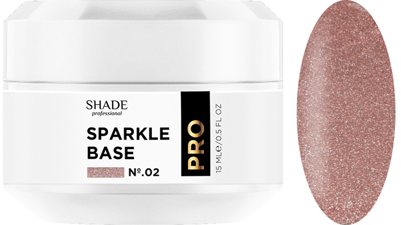 Основа каучуковая светоотражающая №2 Base Coat Sparkle Shade, 15 мл 