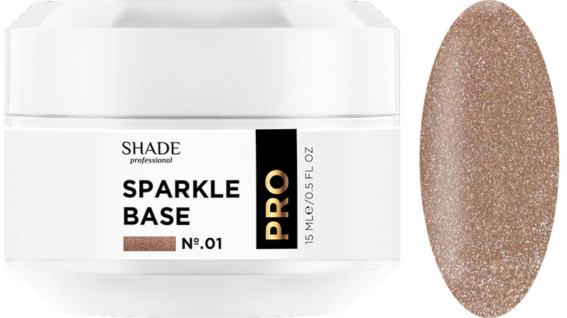 Основа каучуковая светоотражающая №1 Base Coat Sparkle Shade, 15 мл