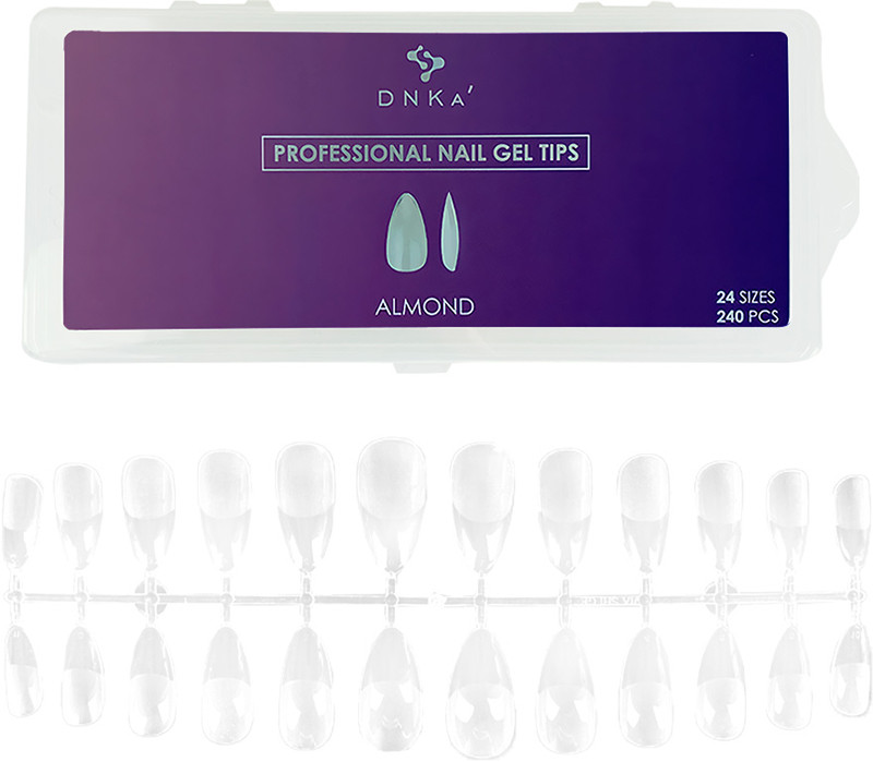 Гелеві тіпси для нарощування Nail Gel Tips Almond DNKa, 240 шт