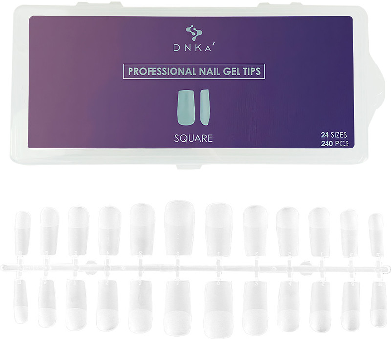 Гелеві тіпси для нарощування Nail Gel Tips Square DNKa, 240 шт