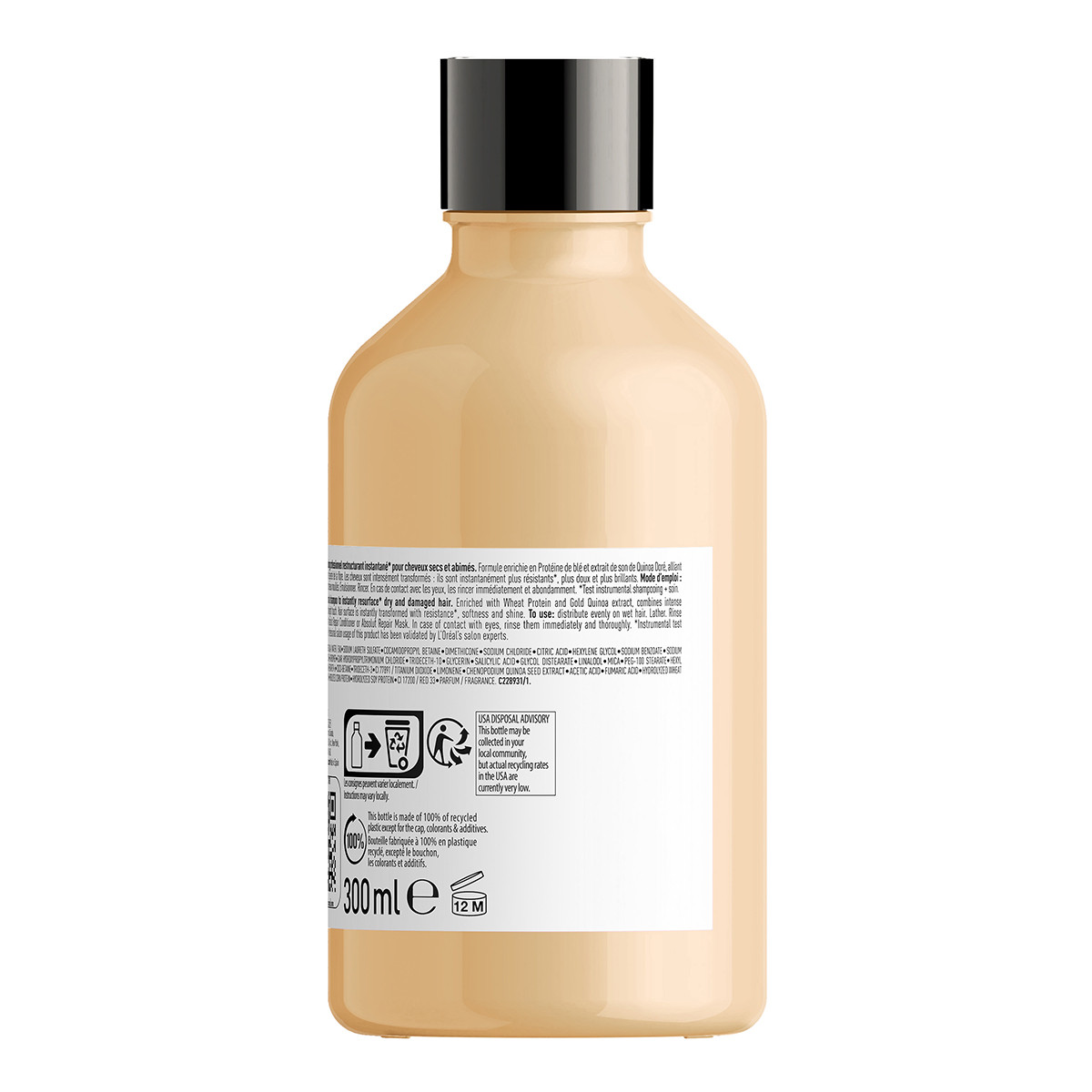 Шампунь для відновлення пошкодженого волосся Absolut Repair Gold L'Oreal Professionnel Paris, 300 мл на beauty-prof.com Фото 2 Шампунь для відновлення пошкодженого волосся Absolut Repair Gold L'Oreal Professionnel Paris, 300 мл Фото 2
