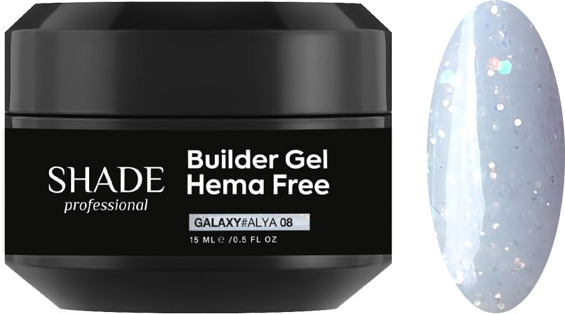 Билдер гель HEMA FREE BUILDER GEL GALAXY ALYA 08 Shade, 15 мл