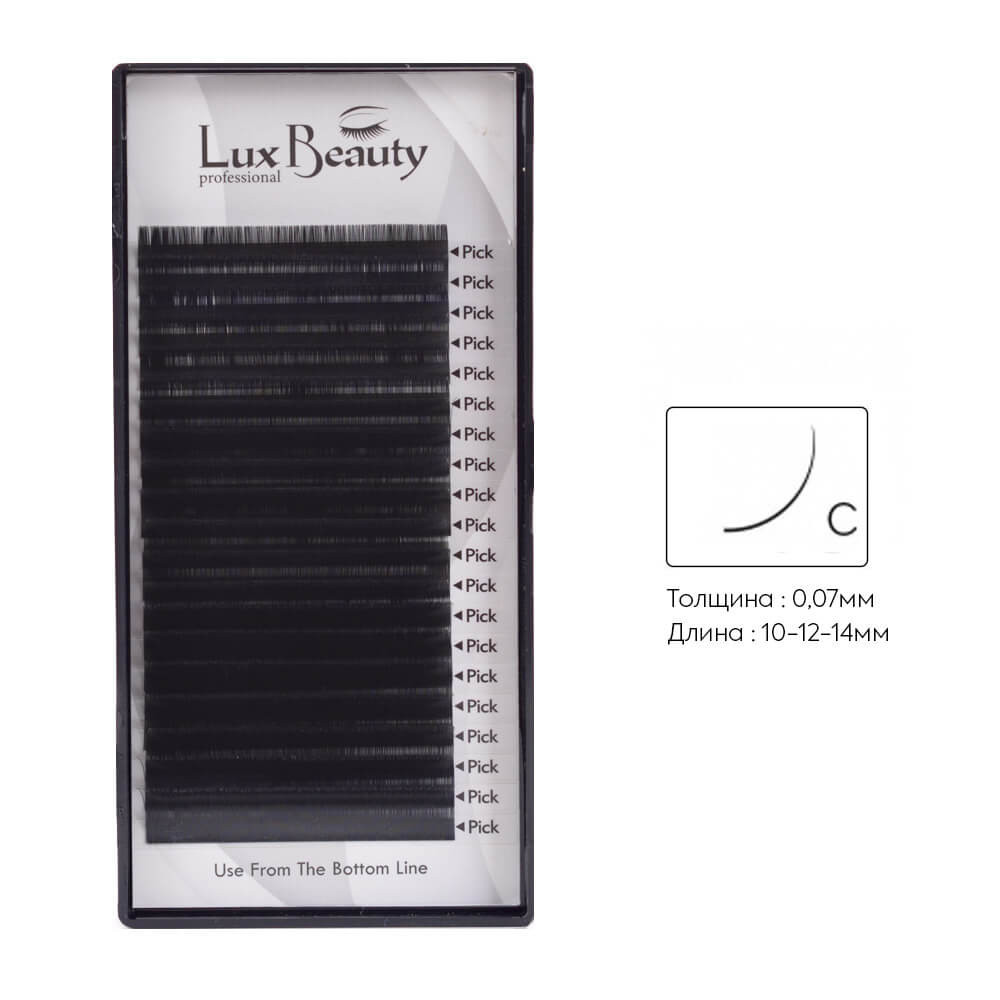 Вії вигин С-0.07 (20 рядів: 10-12-14 мм) Lux Beauty