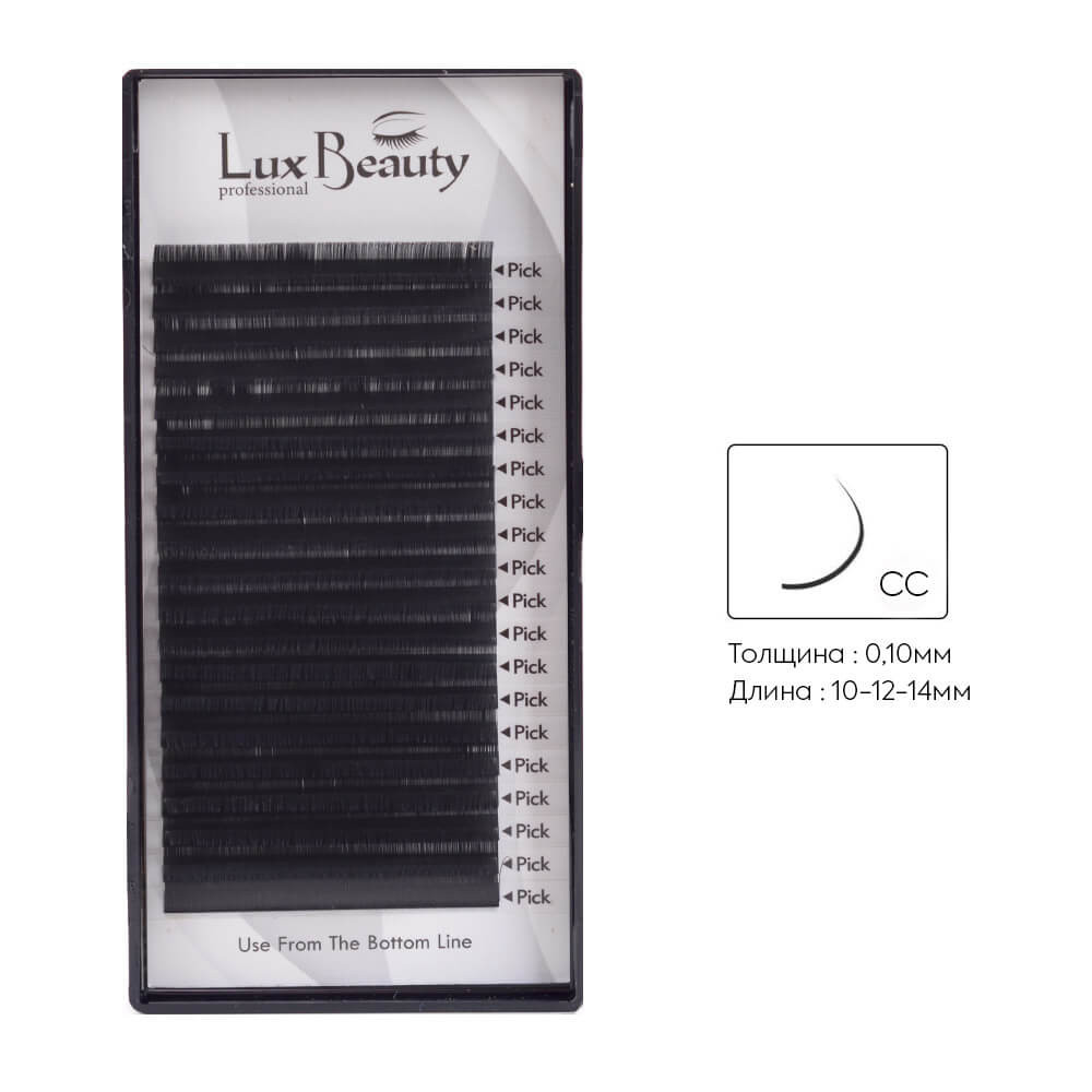Вії вигин CC-0.10 (20 рядів: 10-12-14 мм) Lux Beauty