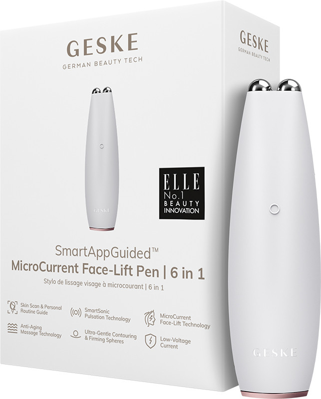 Мікрострумова ручка для підтяжки обличчя GESKE MicroCurrent Face-Lift Pen 6 в 1 пудровий