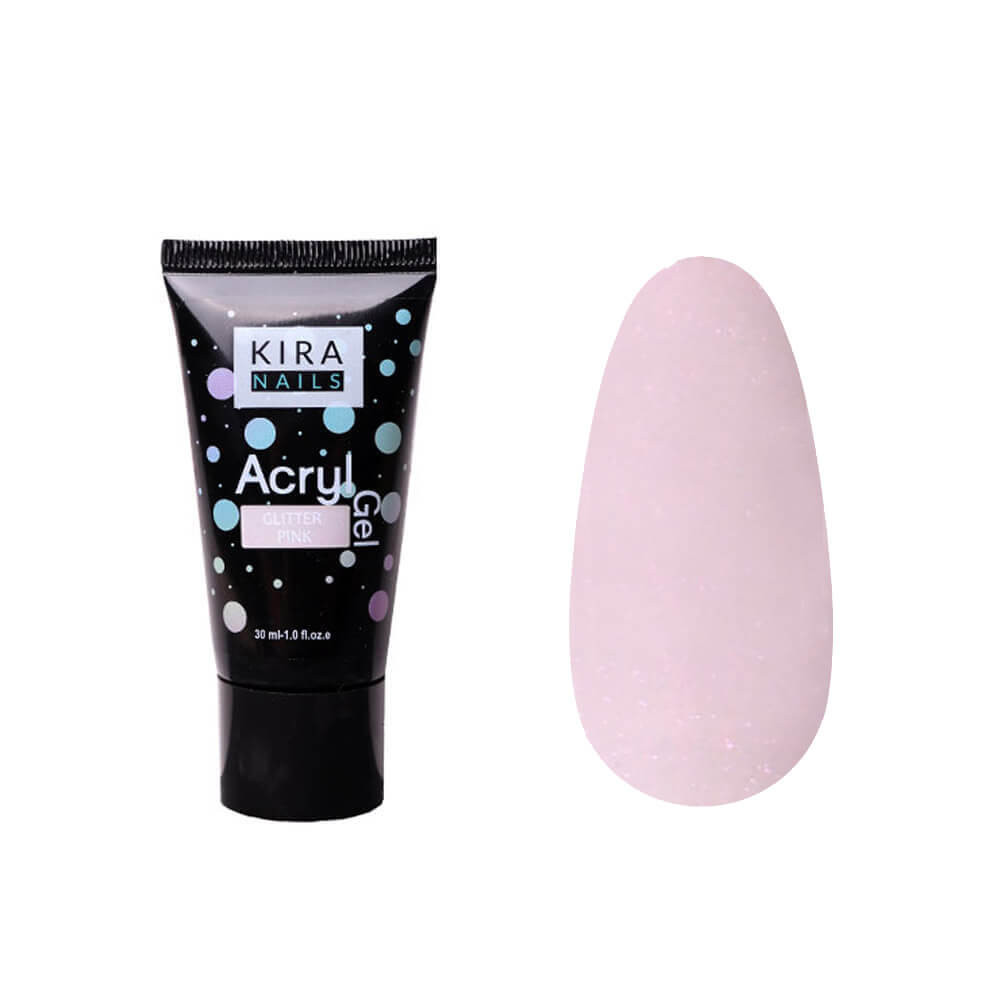 Акрил-гель нежно-розовый с глиттером 30 мл Kira Nails