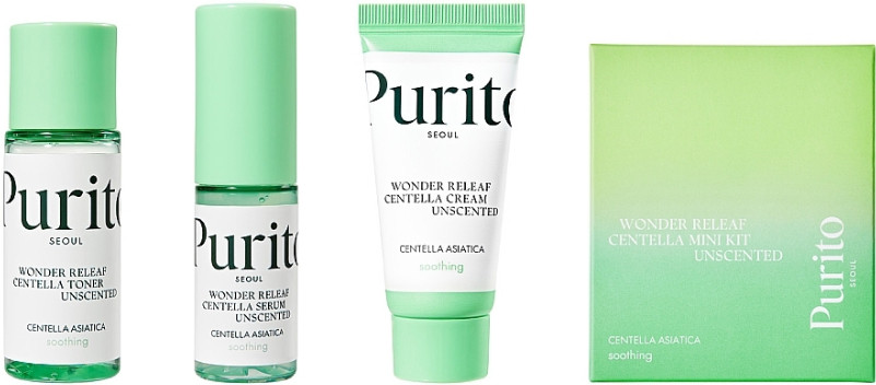 Набор миниатюр средств с центеллой без масел Purito Seoul Wonder Releaf Centella Mini Kit Unscented на beauty-prof.com Фото 2 Набор миниатюр средств с центеллой без масел Purito Seoul Wonder Releaf Centella Mini Kit Unscented Фото 2