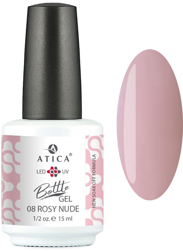 Жидкий гель укрепляющий Bottle Gel №08 Rosy Nude Atica, 15 мл.