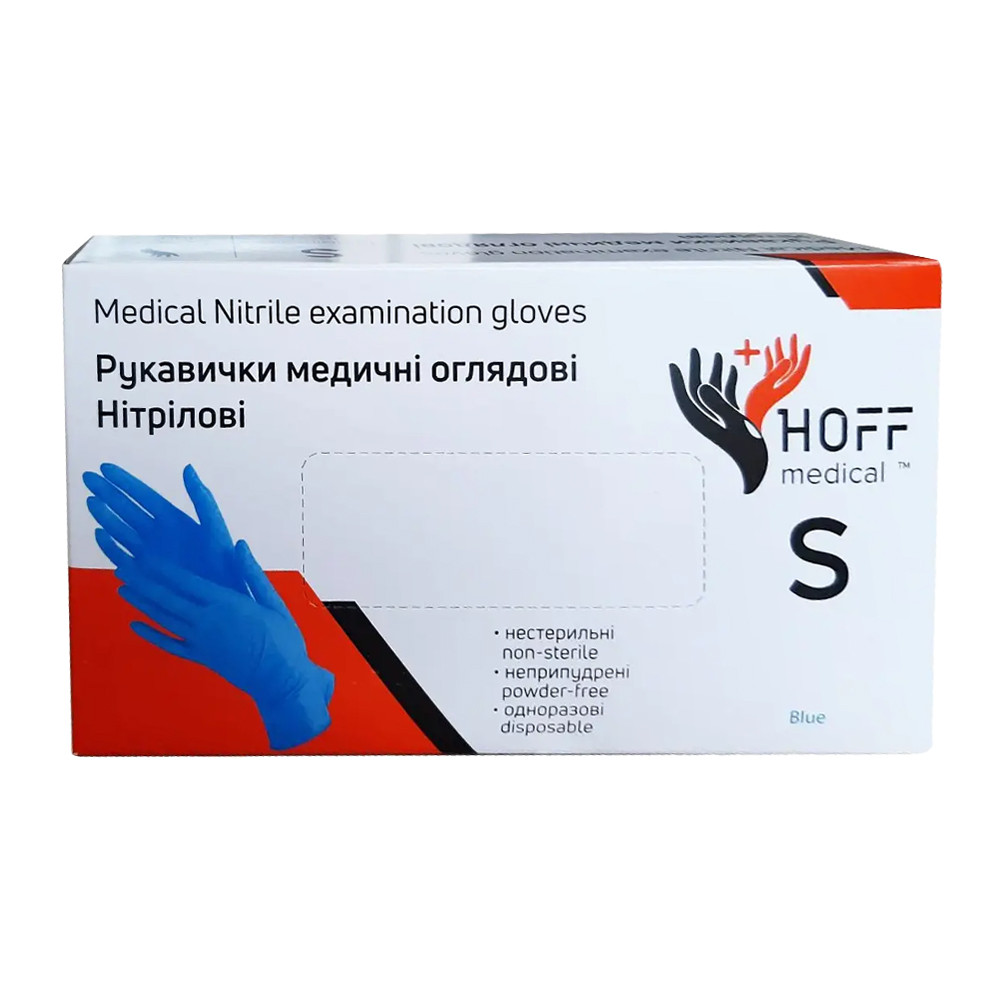 Рукавички оглядові нітрилові без пудри, S Hoff Medical  Фото 2 