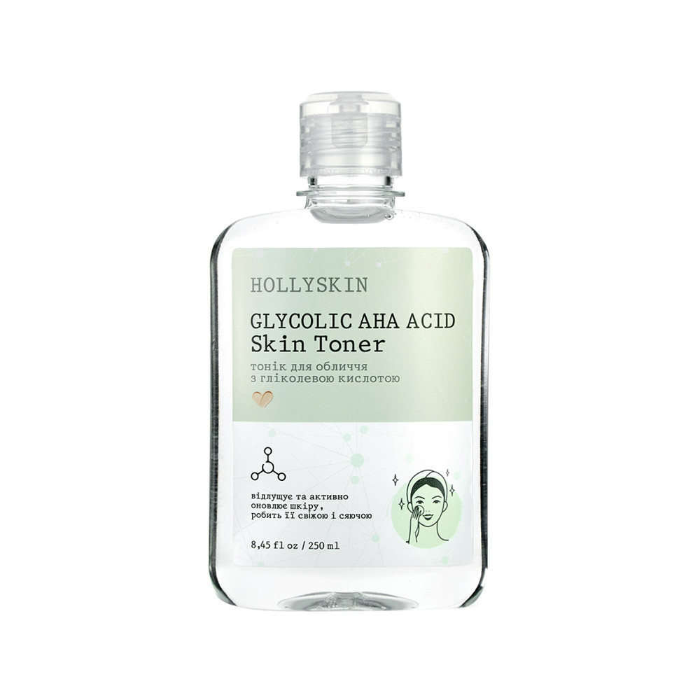 Тонік для обличчя Glycolic AHA Acid Skin Toner HOLLYSKIN, 250 мл