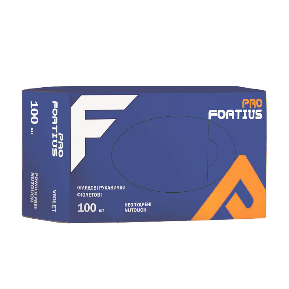 Перчатки нитриловые неопудренные, фиолетовый, M 100 шт/уп, Fortius Pro на beauty-prof.com Перчатки нитриловые неопудренные, фиолетовый, M 100 шт/уп, Fortius Pro