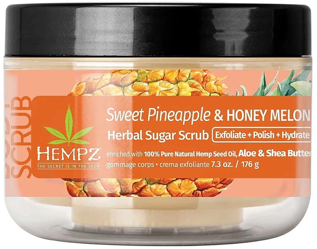 Скраб цукровий  для тіла "Солодкий ананас та Медова диня"  Hempz Sweet Pineapple & Honey Melon Herbal Sugar Scrub, 176 г