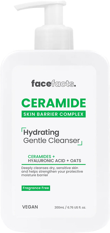 Зволожуючий засіб з керамідами для очищення шкіри обличчя Face Facts, 200 мл