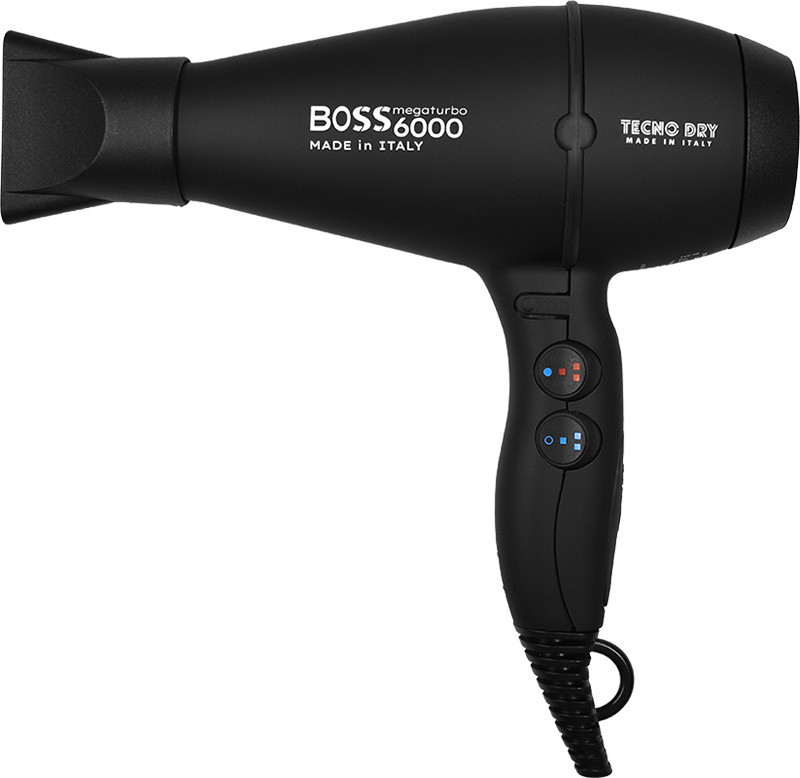 Фен професійний для волосся чорний Boss 6000, 2500W Tecnodry 