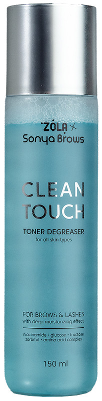 Тонер-знежирювач для брів та вій Clean Touch ZOLA x Sonya Brows, 150 мл