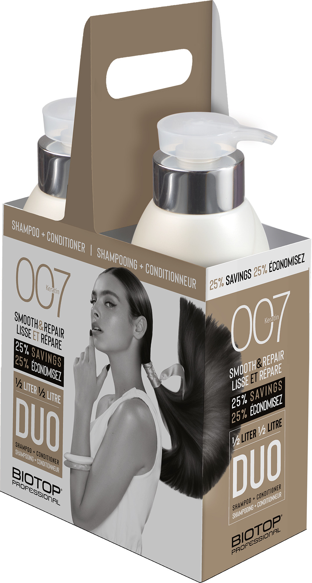BIOTOP 007 Набір Keratin duo (шампунь 500 мл + кондиціонер для волосся 500 мл) 
