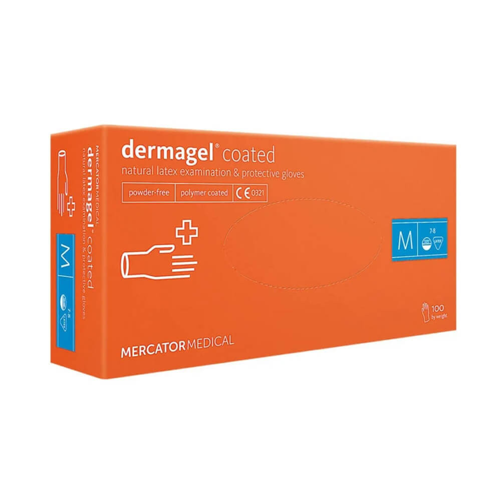 Перчатки латексные неопудренные 100 шт  M, DERMAGEL COATED*  Фото 2 