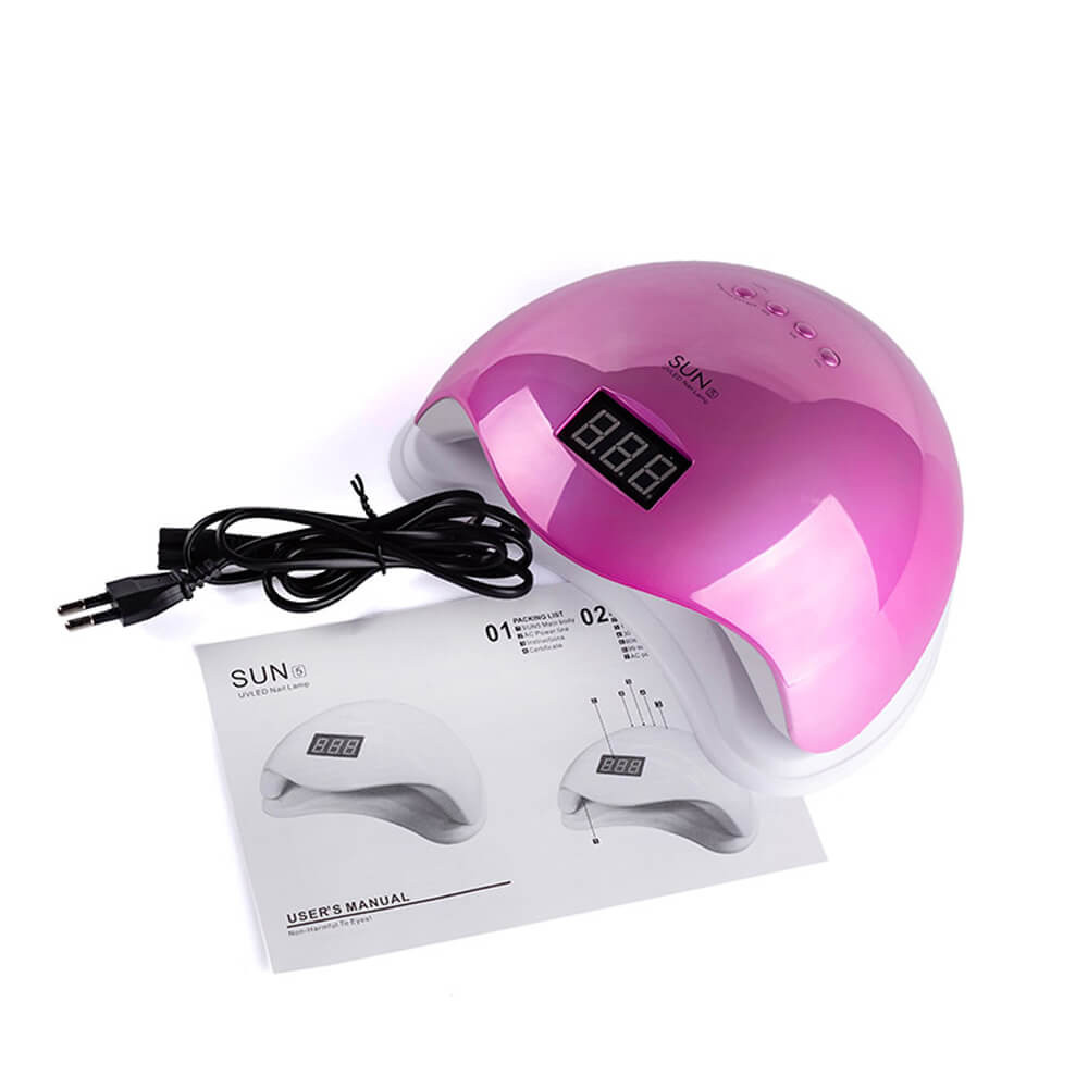 LED/UV Лампа SUN-5 гибридная (с дисплеем) зеркально-розовая 48 Вт на beauty-prof.com Фото 4 LED/UV Лампа SUN-5 гибридная (с дисплеем) зеркально-розовая 48 Вт Фото 4
