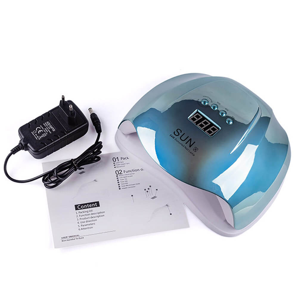 LED/UV Лампа SUN X гібридна (з дисплеєм) дзеркально-блакитна 54 Вт на beauty-prof.com LED/UV Лампа SUN X гібридна (з дисплеєм) дзеркально-блакитна 54 Вт