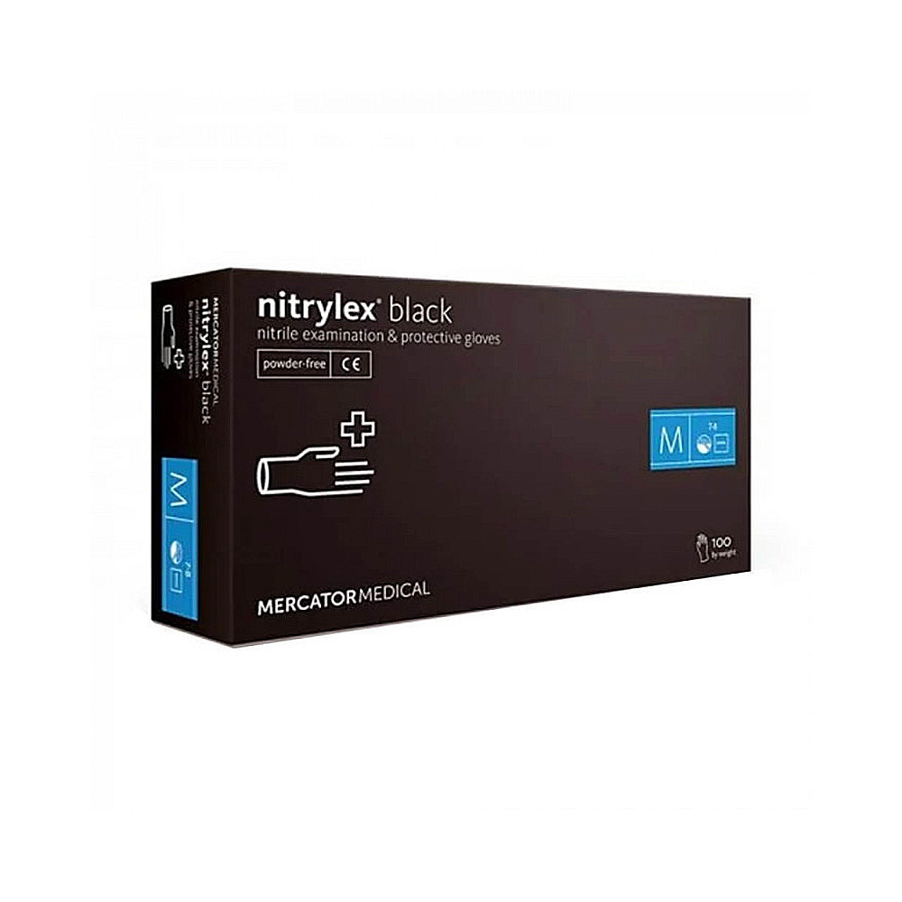 Перчатки нитриловые неопудренные черные М Nitrylex, 100 шт на beauty-prof.com Фото 2 Перчатки нитриловые неопудренные черные М Nitrylex, 100 шт Фото 2
