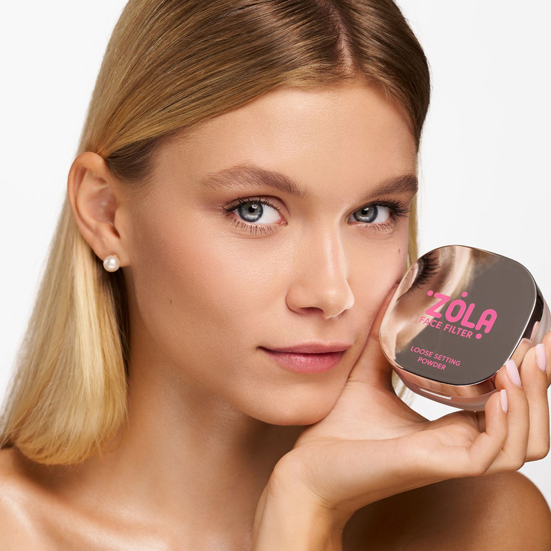 Пудра фиксирующая рассыпная для лица Face Filter 02 Translucent Pink Zola, 8 г  Фото 3 