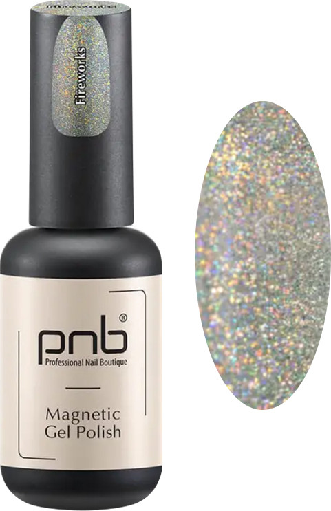 Гель-лак магнитный Фейерверк Magnetic Gel Polish Fireworks PNB, 8 мл